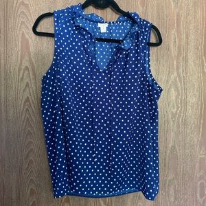 Blue J. Crew Polka Dot Blouse Size 14
